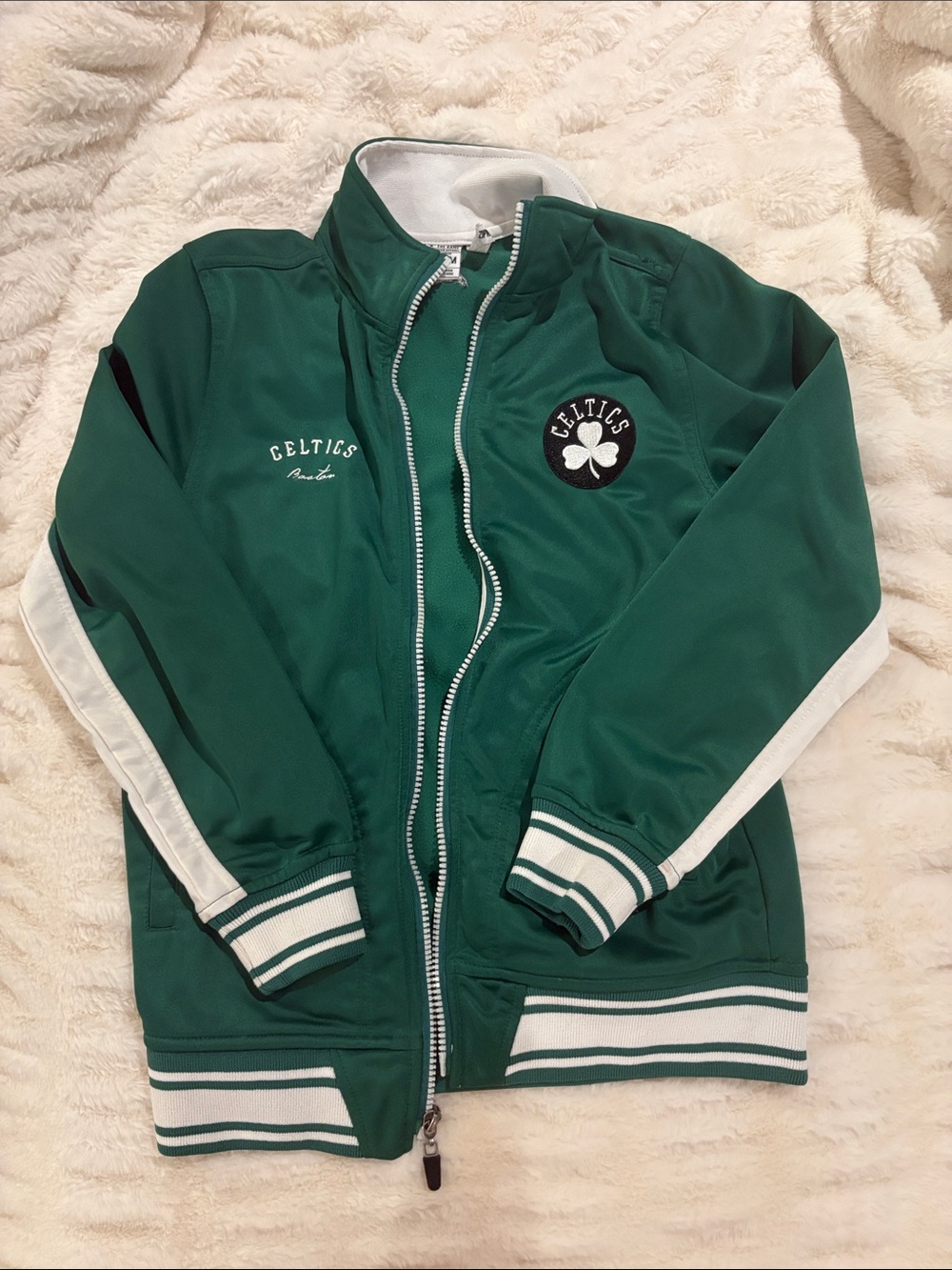 NBA Green Celtics Kids Track Jacket with White Stripes